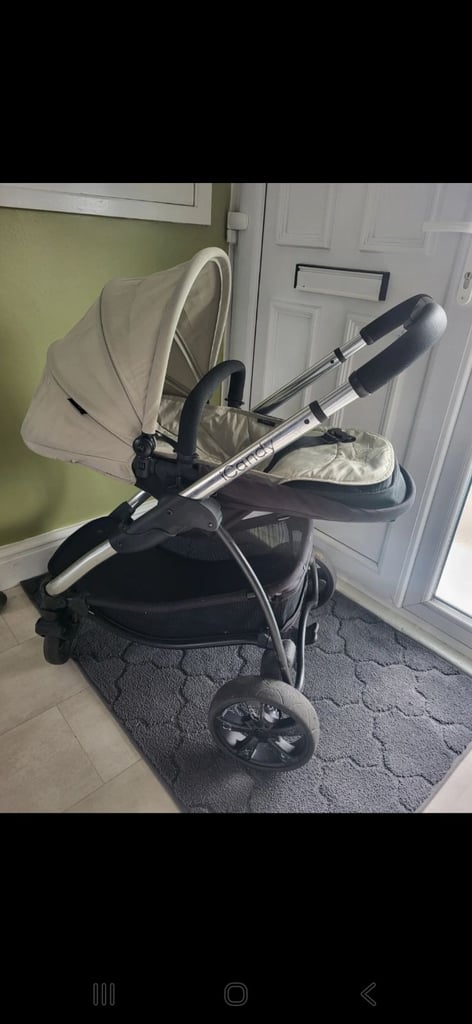 ICandy peach pram, pushchair, with baby carrier car seat, cosy toes, bundle. 