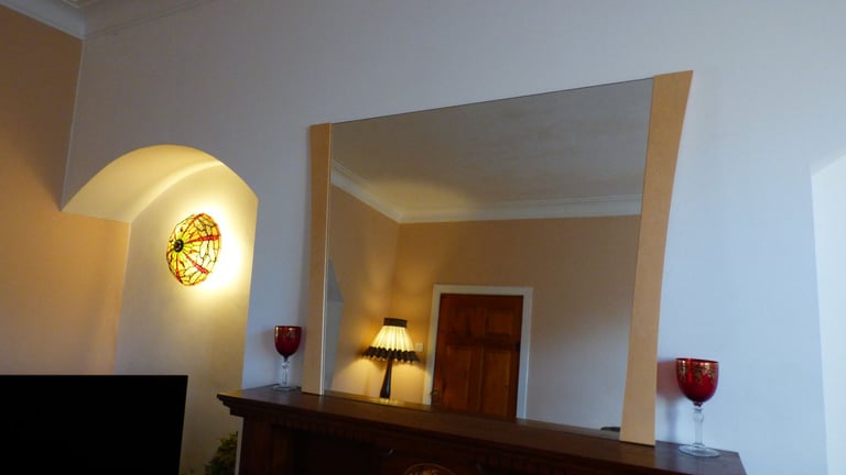 Extra Large Art Deco Style Mirror 2 Beech Panel 118x102 cm Perfect