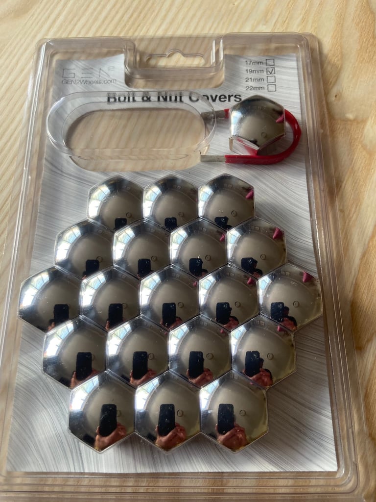 19mm Chrome effect plastic Bolt & Nut covers