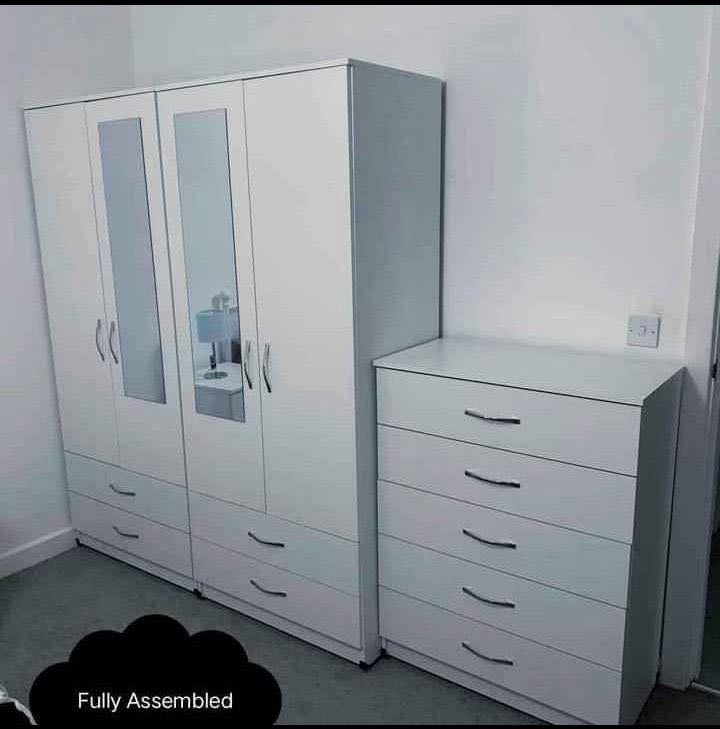Modern Bedroom Furniture. Bedroom Suit Includes Bedside Tables, Chest of Drawers and Wardrobes