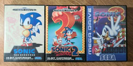 Sonic 1, 2 & 3 for the Sega Megadrive Complete with Manuals.