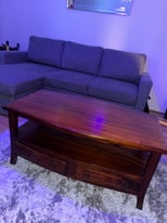 Dark oak coffee table with storage 