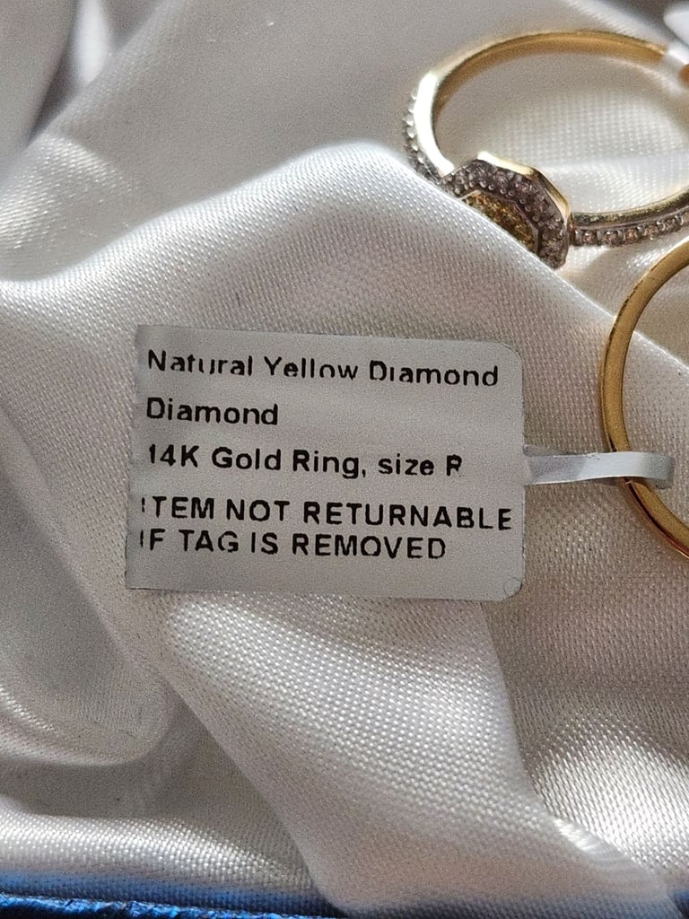 14Ct Gold Ring Size P or R Natural Yellow Diamonds white Diamonds  New 