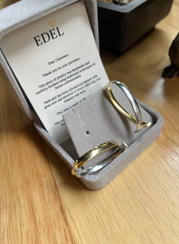 EDEL Earrings rings 18k solid gold, weight 5.10 