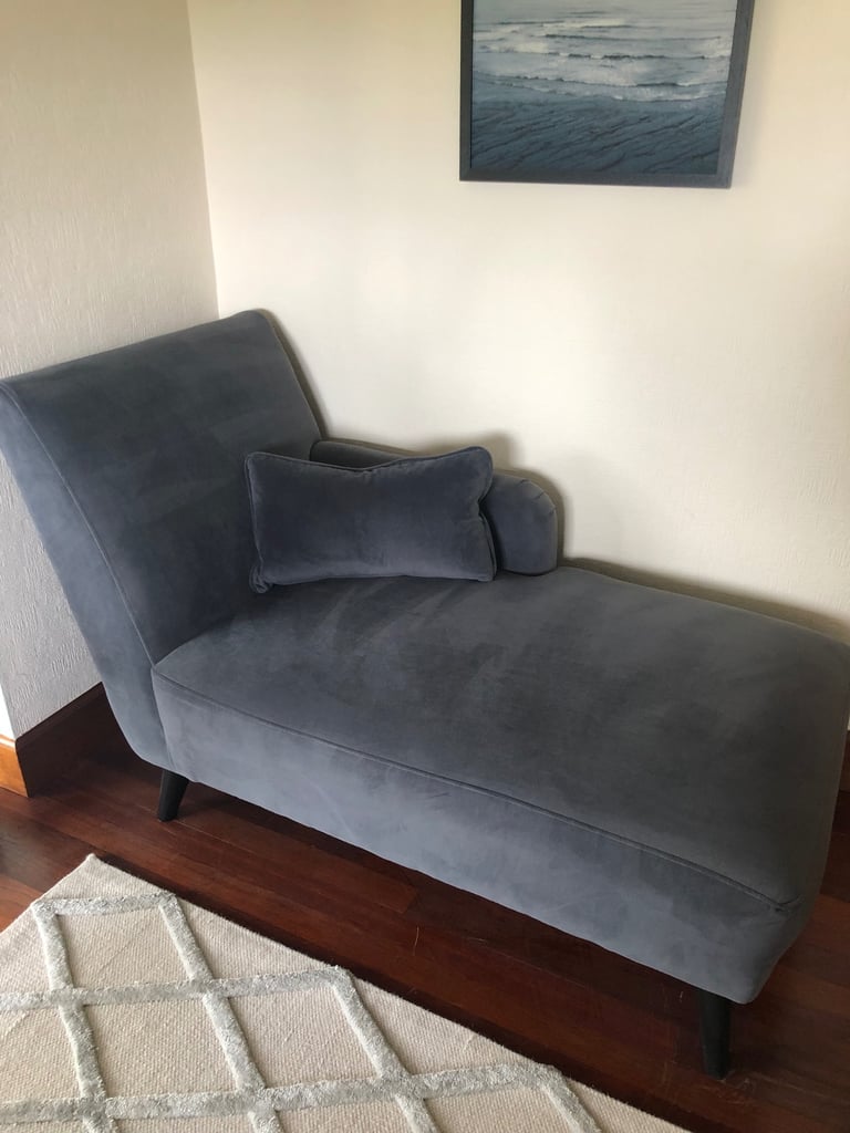 image for Grey velvet chaise longue