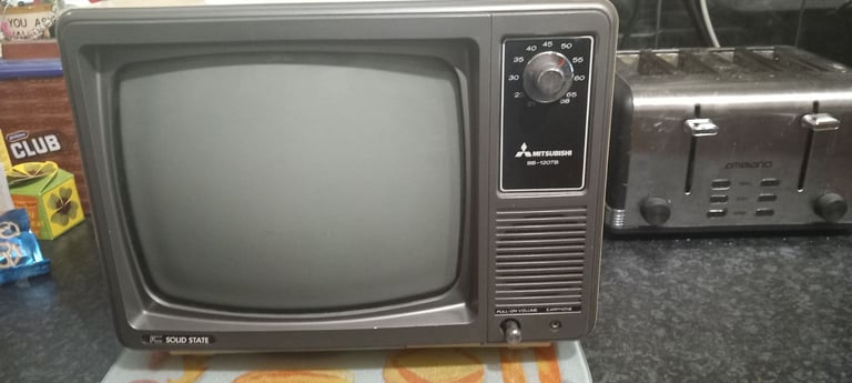 Black and white portable tv.