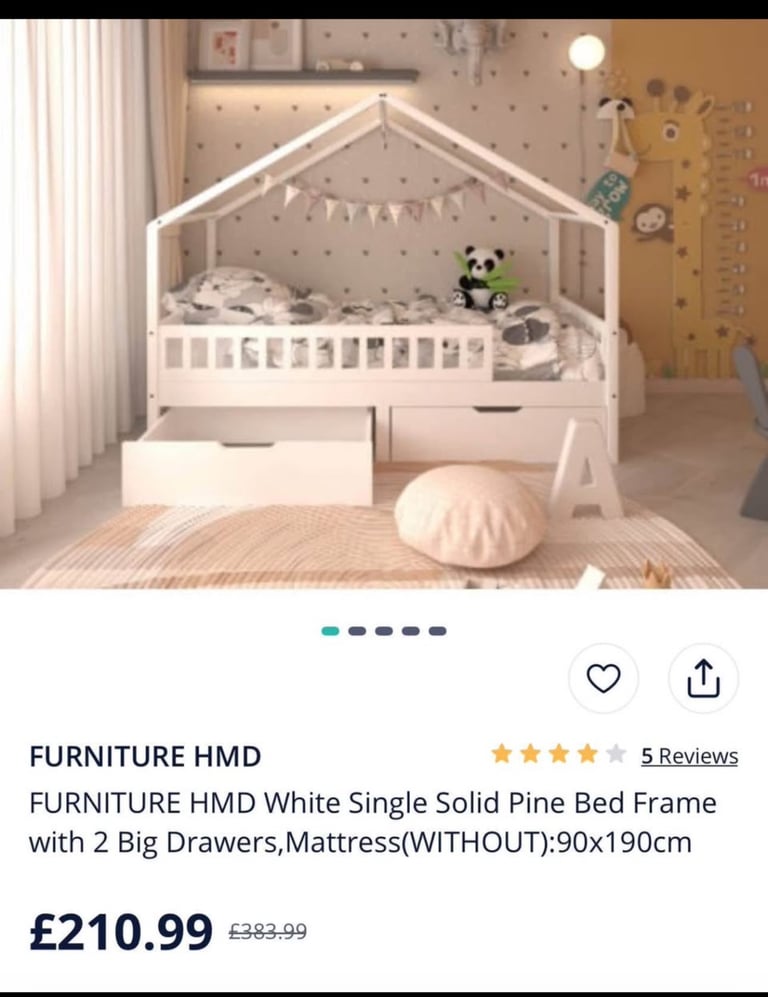 image for Single bed and mattress