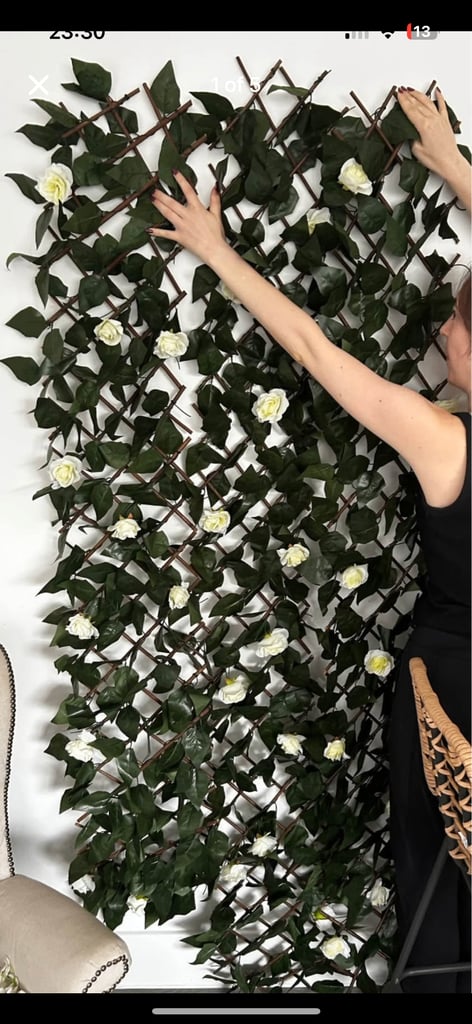 image for Expanding Artificial Rose & Leaf Trellis 180 x 30cm.