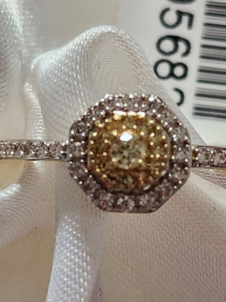 New 14Ct Gold Ring Size P Or R  Yellow Diamonds white Diamonds  
