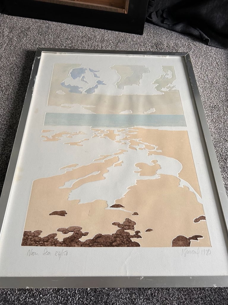 (originally £400) ‘Noon Sea’ limited edition signed etching by Barbara Newcombe USA artist 