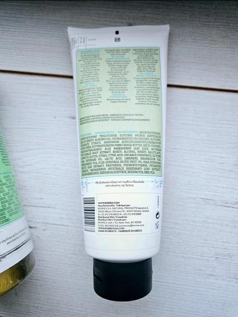 Pure Greek Olive Korres Body Cream 400ml and Shower Gel 1000ml Sea Salt