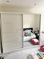 **FREE DELIVERY**BERLIN 2 DOOR SLIDING WARDROBE WITH FULL MIRROR -EXPRESS DELIVERY**