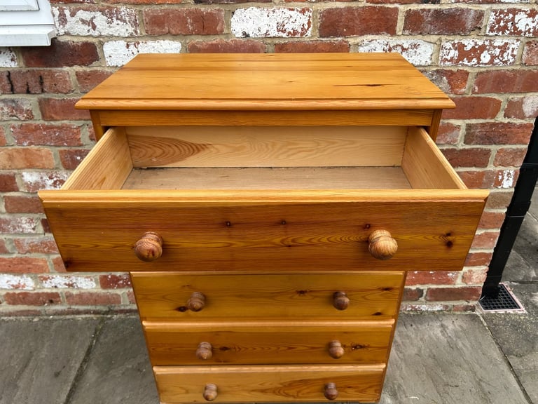 Solid Pine Chest of Drawers - Good Condition 