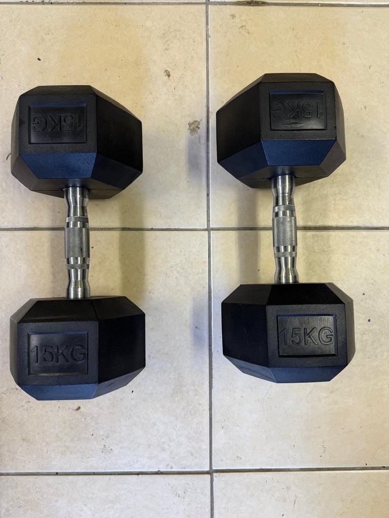 image for 14kg & 15kg Hex Dumbbells + Dumbbell Rack