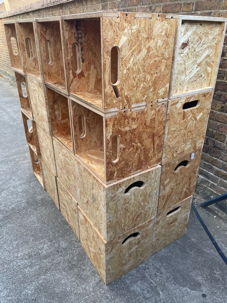 Wooden OSB Storage Cube Box Ior 12" Vinyl LP Records - Used Collect Only Price Per Unit
