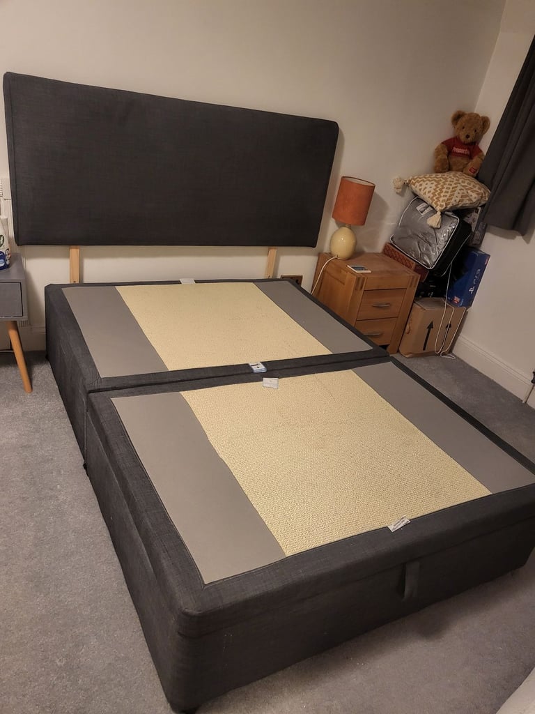 image for Charcoal Half-Ottoman Divan Bed with Headboard from Next 