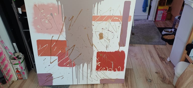 image for Large original abstract canvas with signature 