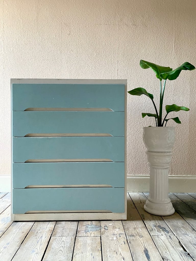 Vintage original chest of drawers cabinet cupboard ply wood 