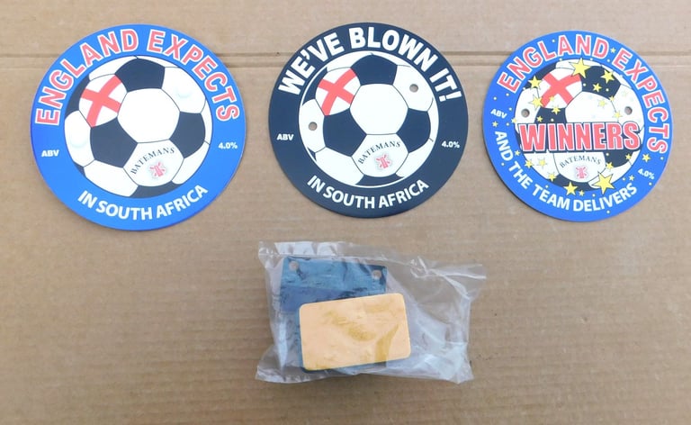 Three Batemans Pump Clip Fronts & Sealed Pump Clip, South Africa World Cup 2010.