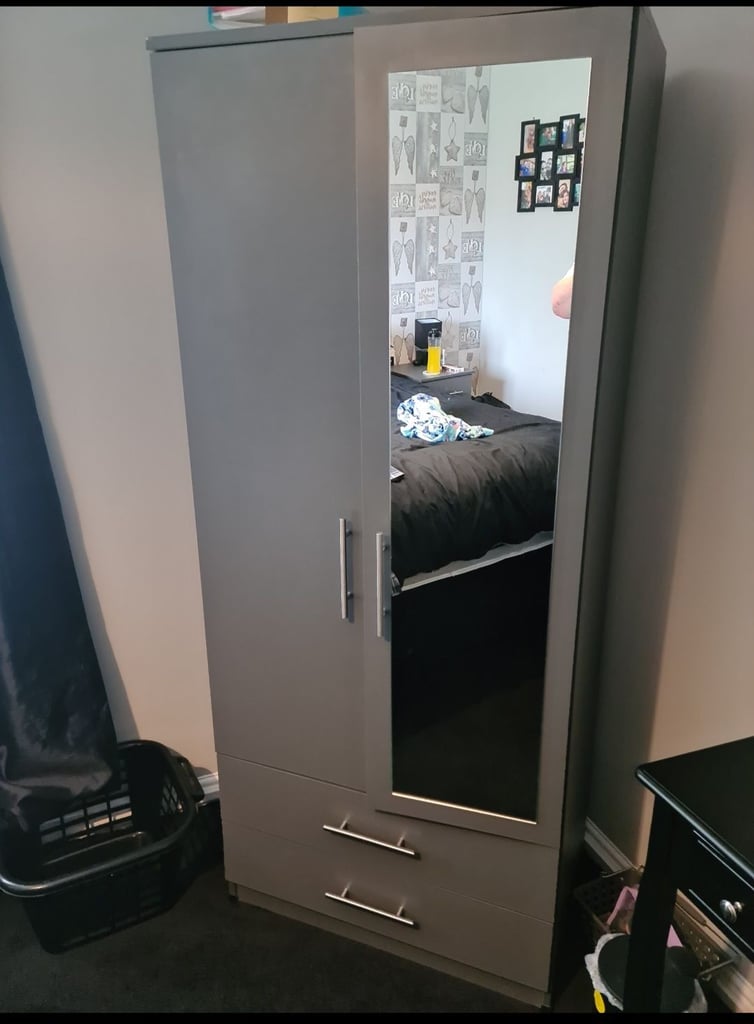 image for 2 draw double wardrobe with 2 matching bedside cabinets 