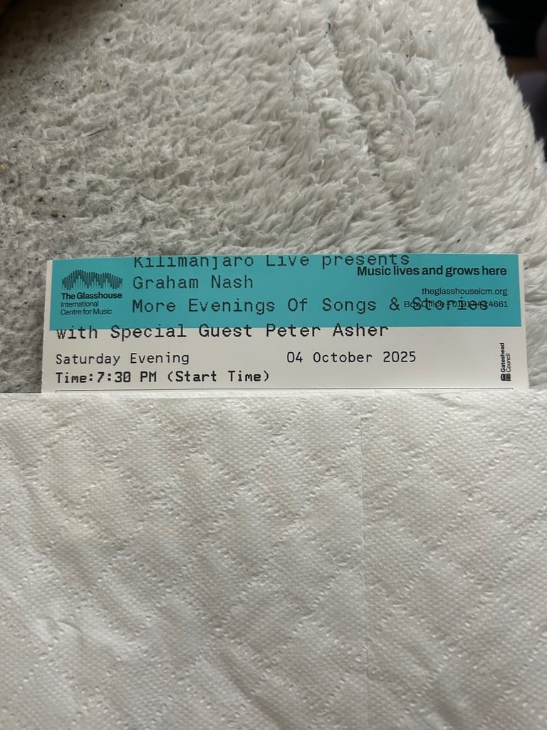 Tickets x 2 Graham Nash tonight sage Gateshead 