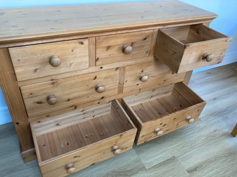 Large solid pine chest of drawers