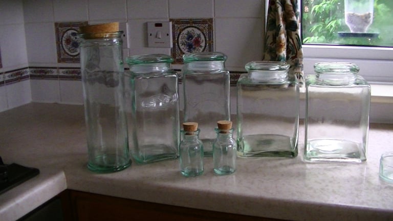 KILNER 5 Large Jars Green Glass Various Sizes Glass Lids with Rubber  Stoppers | in Whitworth, Manchester | Gumtree