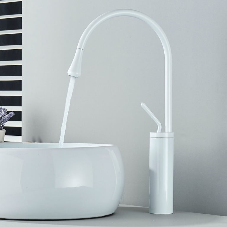 New White Tall Basin Mixer Tap RRP £100 Our Price £65