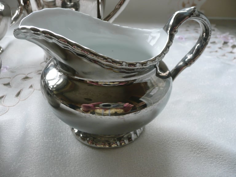 Royal Worcester Ceramic  Silver Lustre Ware Teapot set