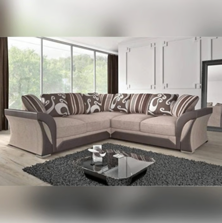 Brand New Shannon 3 Seater and 2 Seater Sofa Set - Brown with Beige
