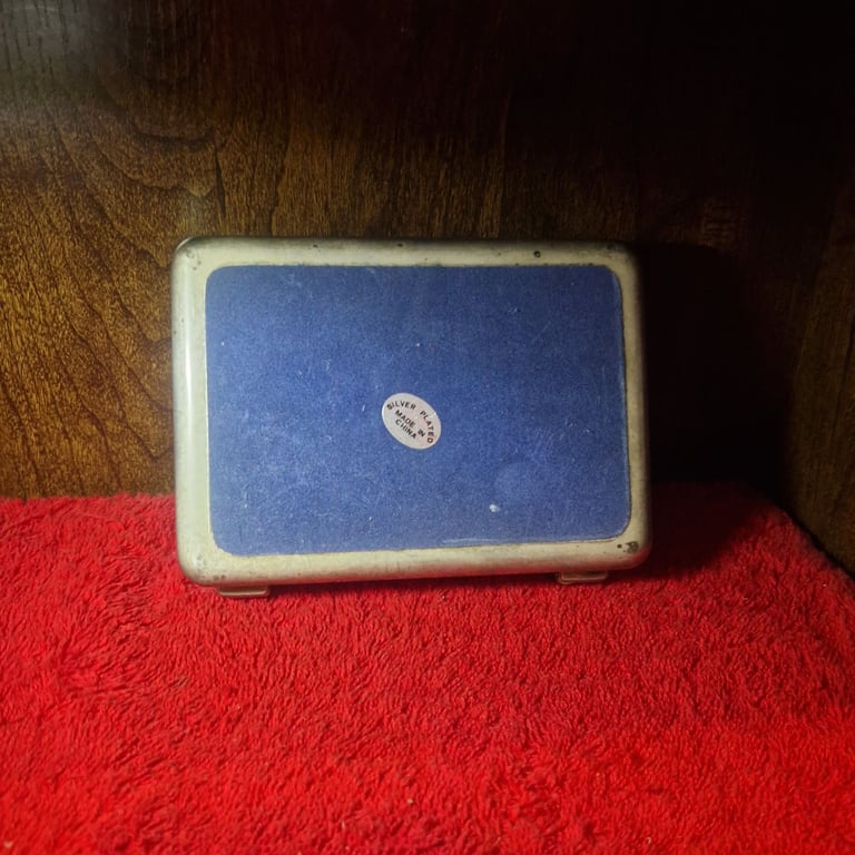 Vintage Blue Velvet Lined Jewellery Storage Case – Silver Tone, Made in Japan