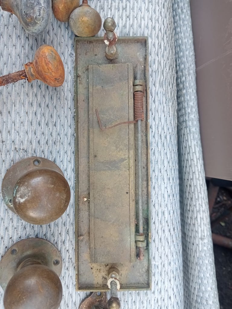 Vintage brass door furniture knocker letterbox handles