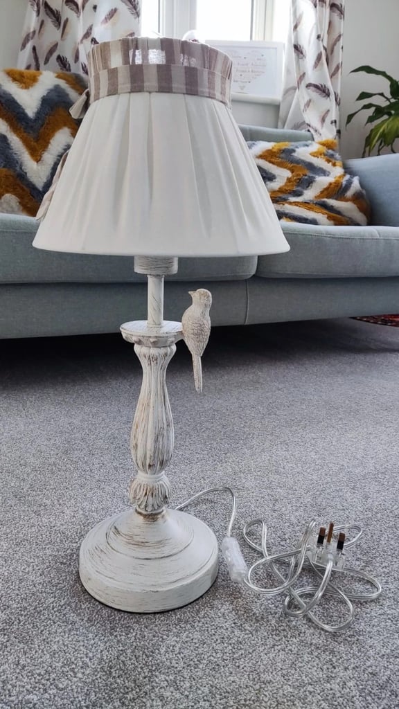 Boho style vintage table lamp with fabric lampshade