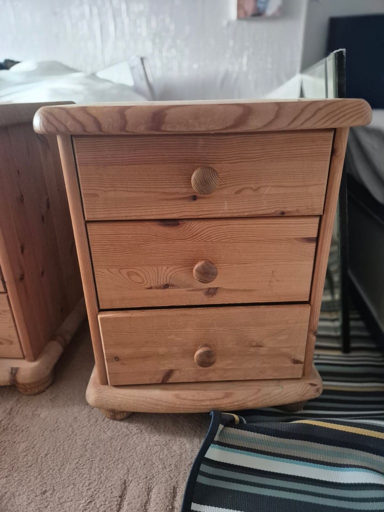 image for Two pine bedside chest of drawers