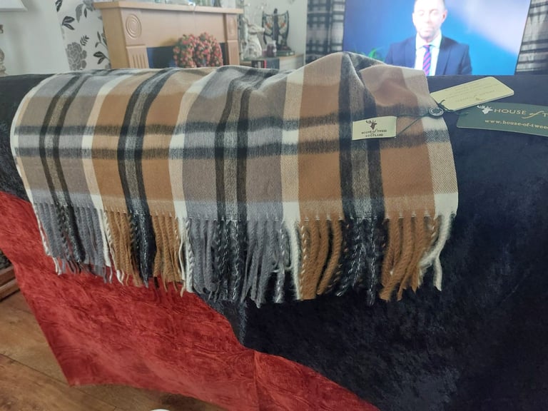 large scarf, throw, shawl, neck warmer, hand made in uk tweed luxuriously soft, 190cmx70cm.