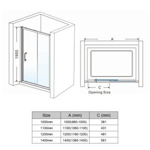 New Black 8mm Sliding Shower Door 1000mm RRP £320 Our Price £200