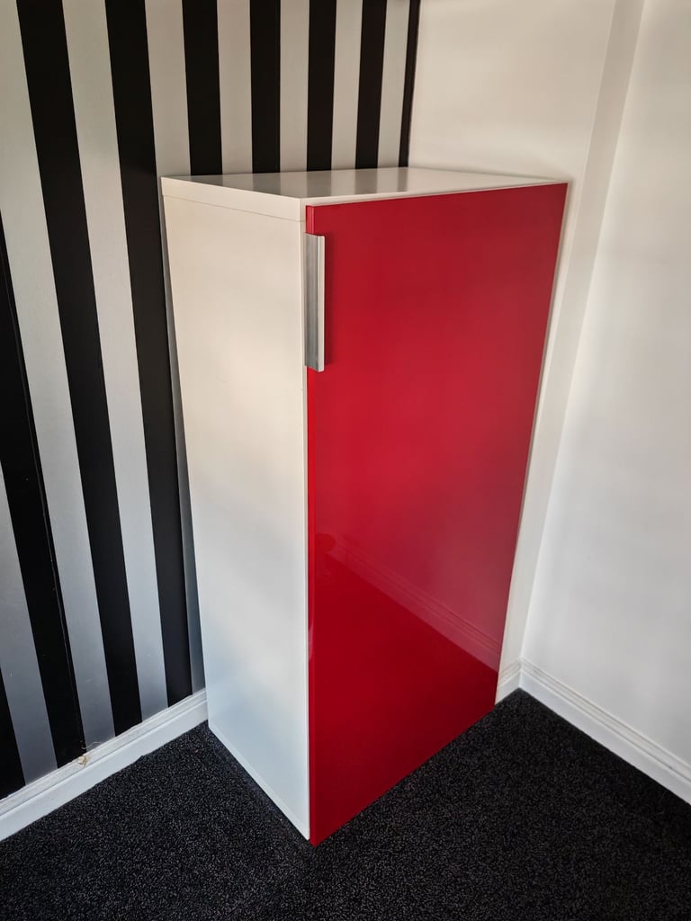 image for IKEA Besta unit With Red Gloss Door, 3 Shelves & 2 drawers FREE DELIVERY 069
