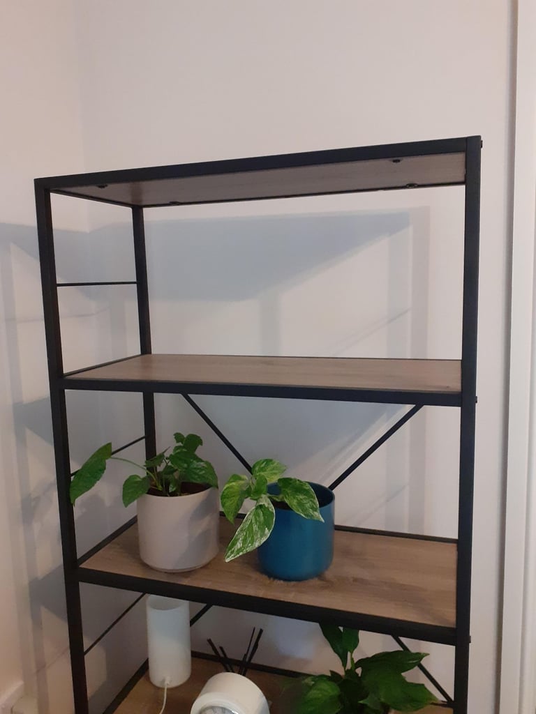 Wrought Iron and Wood Effect Etagere Bookcase