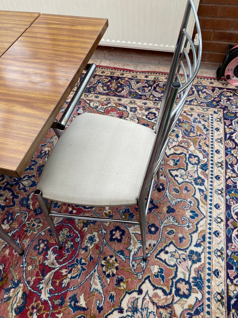 Vintage 1960s French Supermatic by Brevet Extendable Dining Table and 3 Chairs