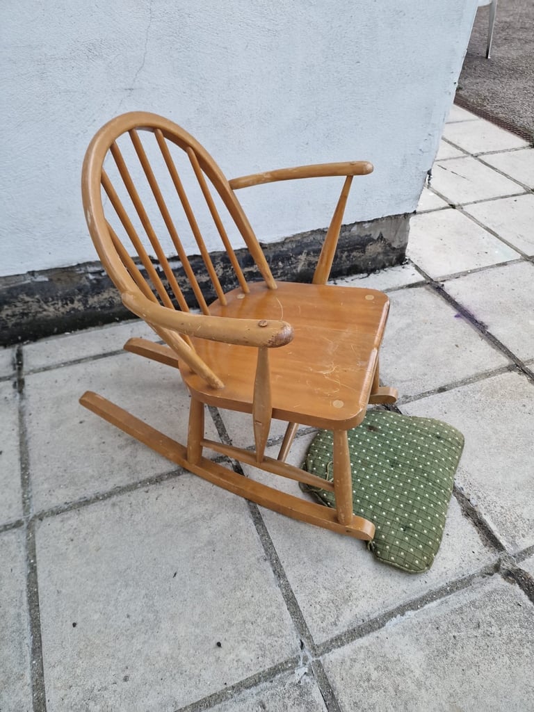 Small Size Ercol Rocking Chair With Original Cushion