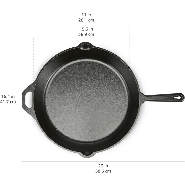 Amazon Basics Pre-Seasoned Cast Iron Skillet 38.1cm Heavy Duty Cooking Pan