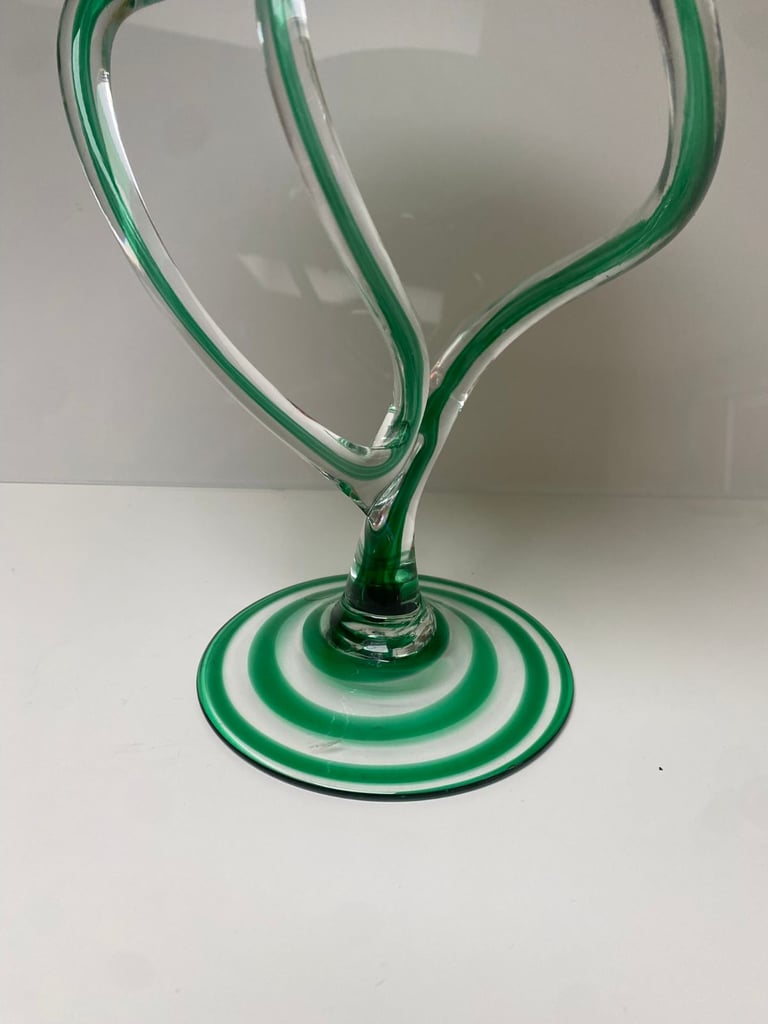 A Very Beautiful Art Glass Jellyfish Pedestal Bowl, Krosno, Poland.