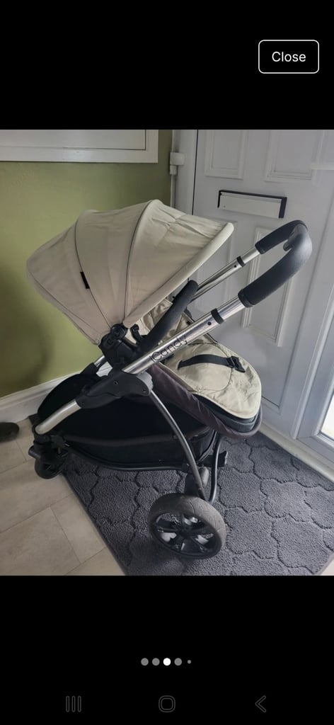 ICandy peach pram, pushchair, with baby carrier car seat, cosy toes, bundle. 
