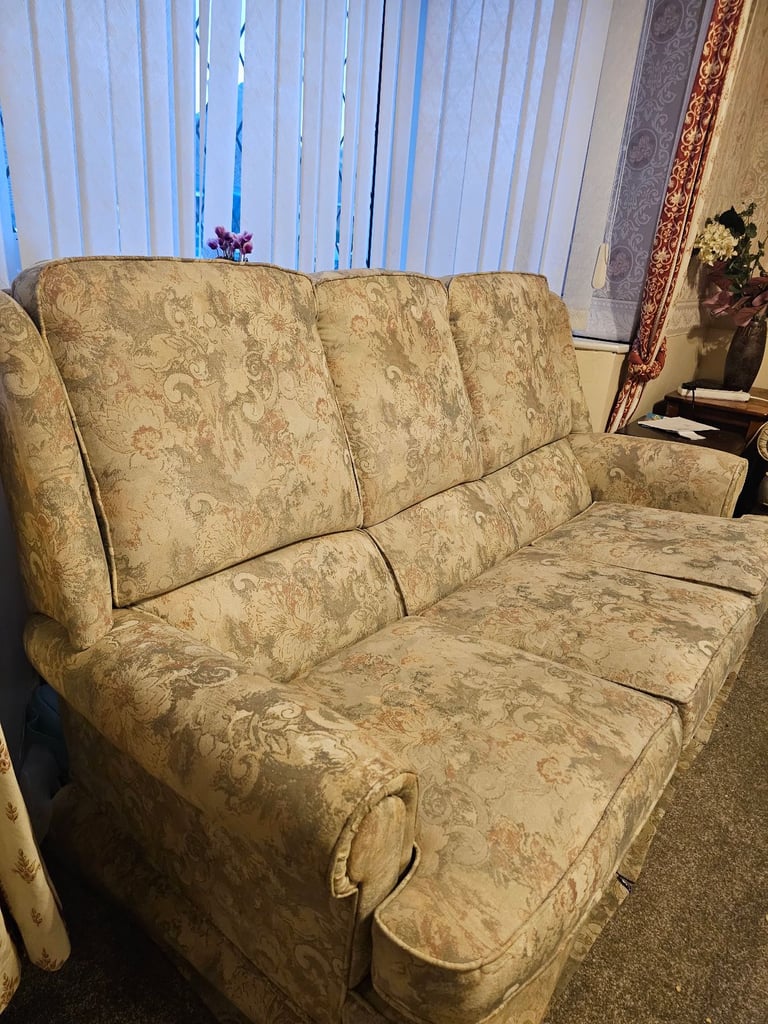 image for 3 seater sofa and armchair-floral design/fabric