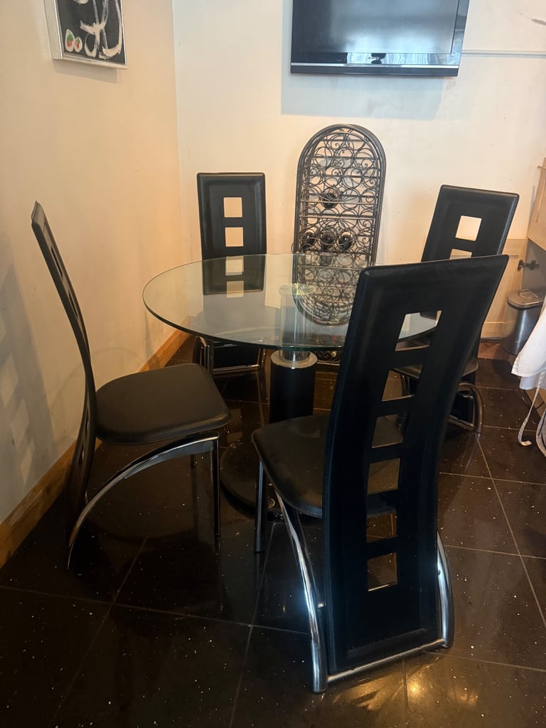 image for Glass kitchen table and 4 chairs