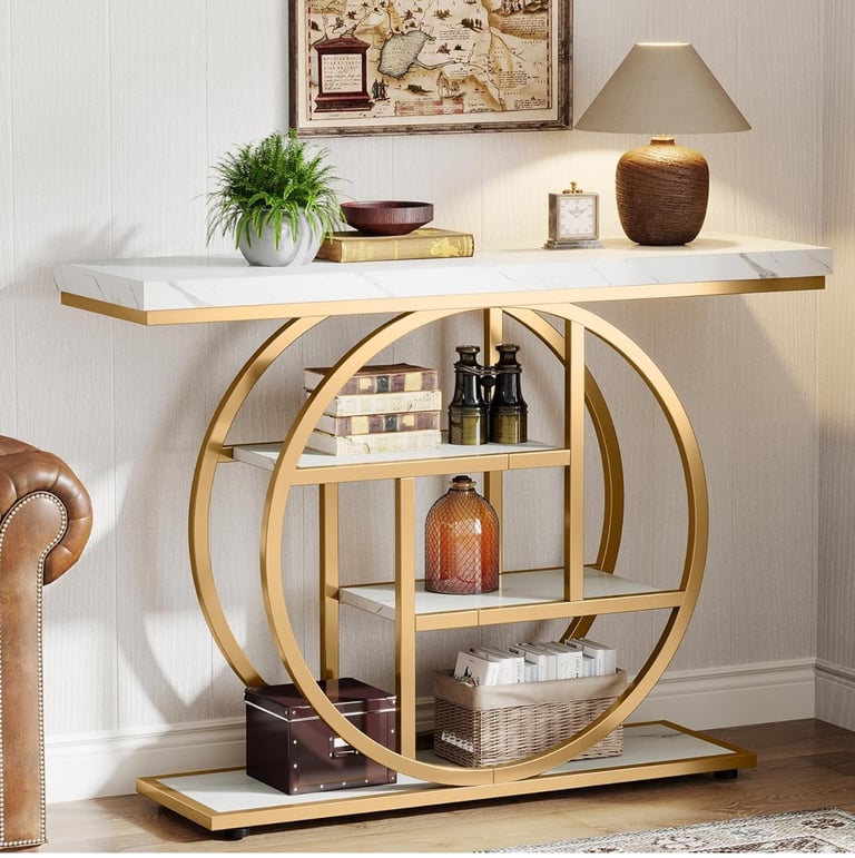 image for Tribesign Console Table White Gold
