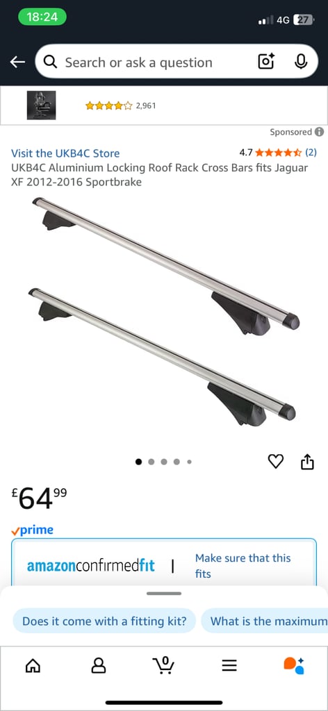 image for Jaguar xf roof bars 