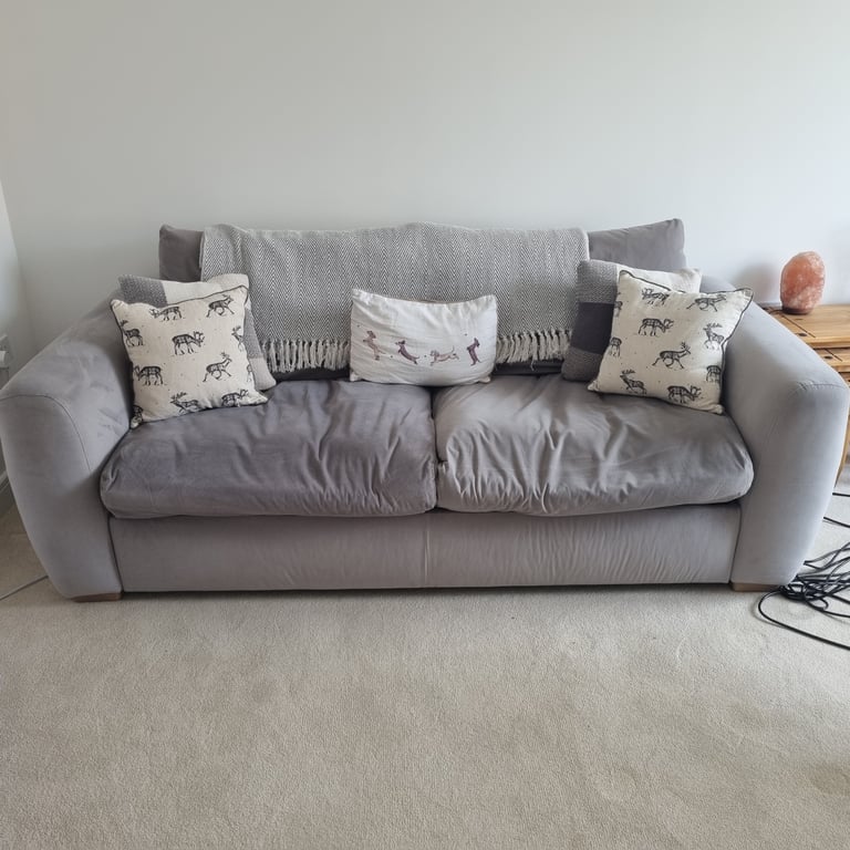 image for Snug the Cloud Sundae Warm Grey Velvet MODULAR 3-Seater Sofa Bed