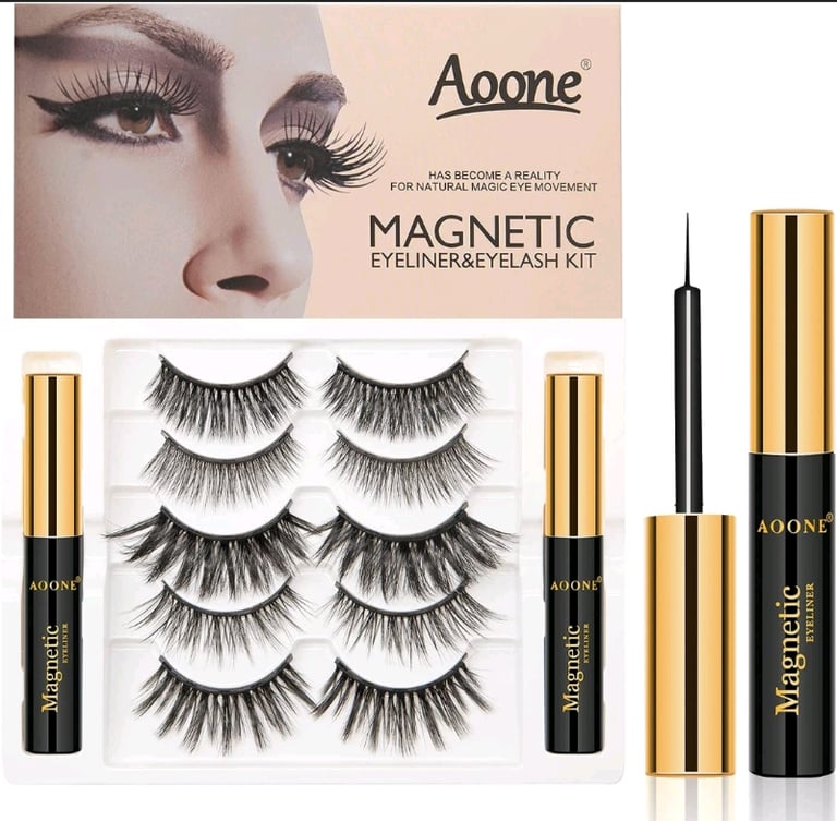 Magnetic Eyelashes with Magnetic Eyeliner Kit -5 Pairs Upgraded 3D 5D