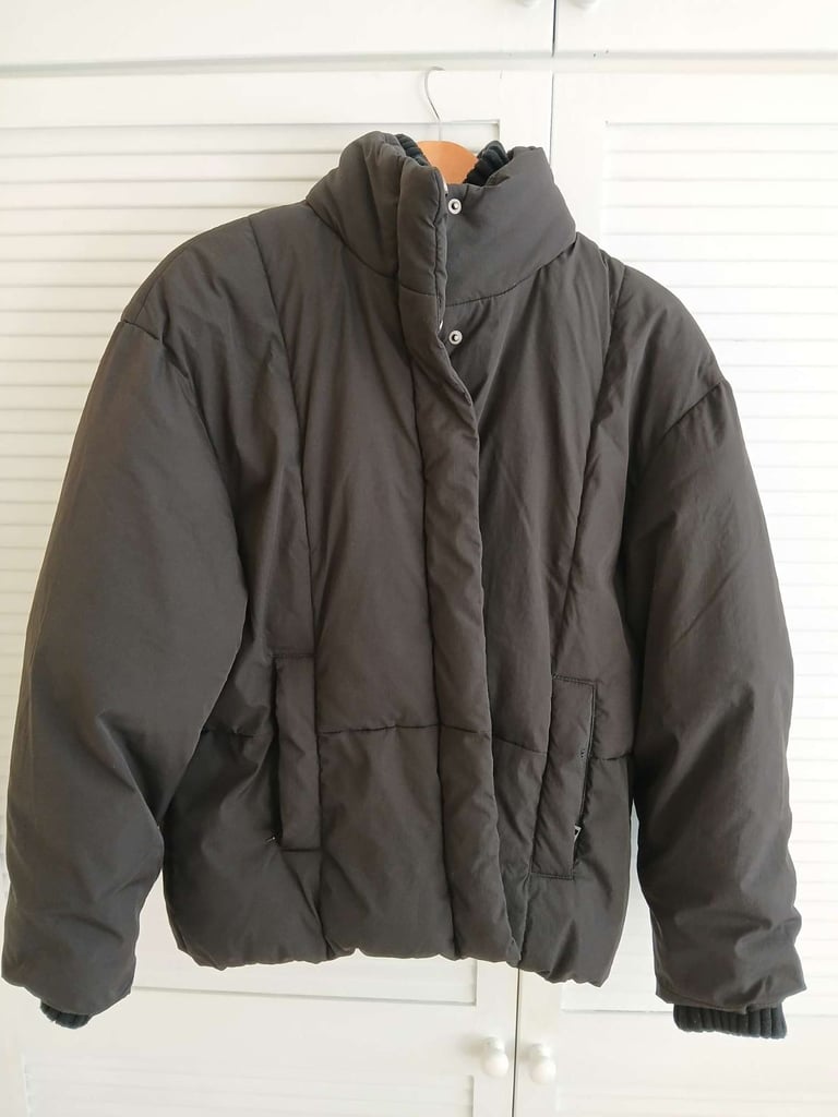 image for Womens Ladies Girls Puffer Padded Jacket Coat Black Zipped Pockets